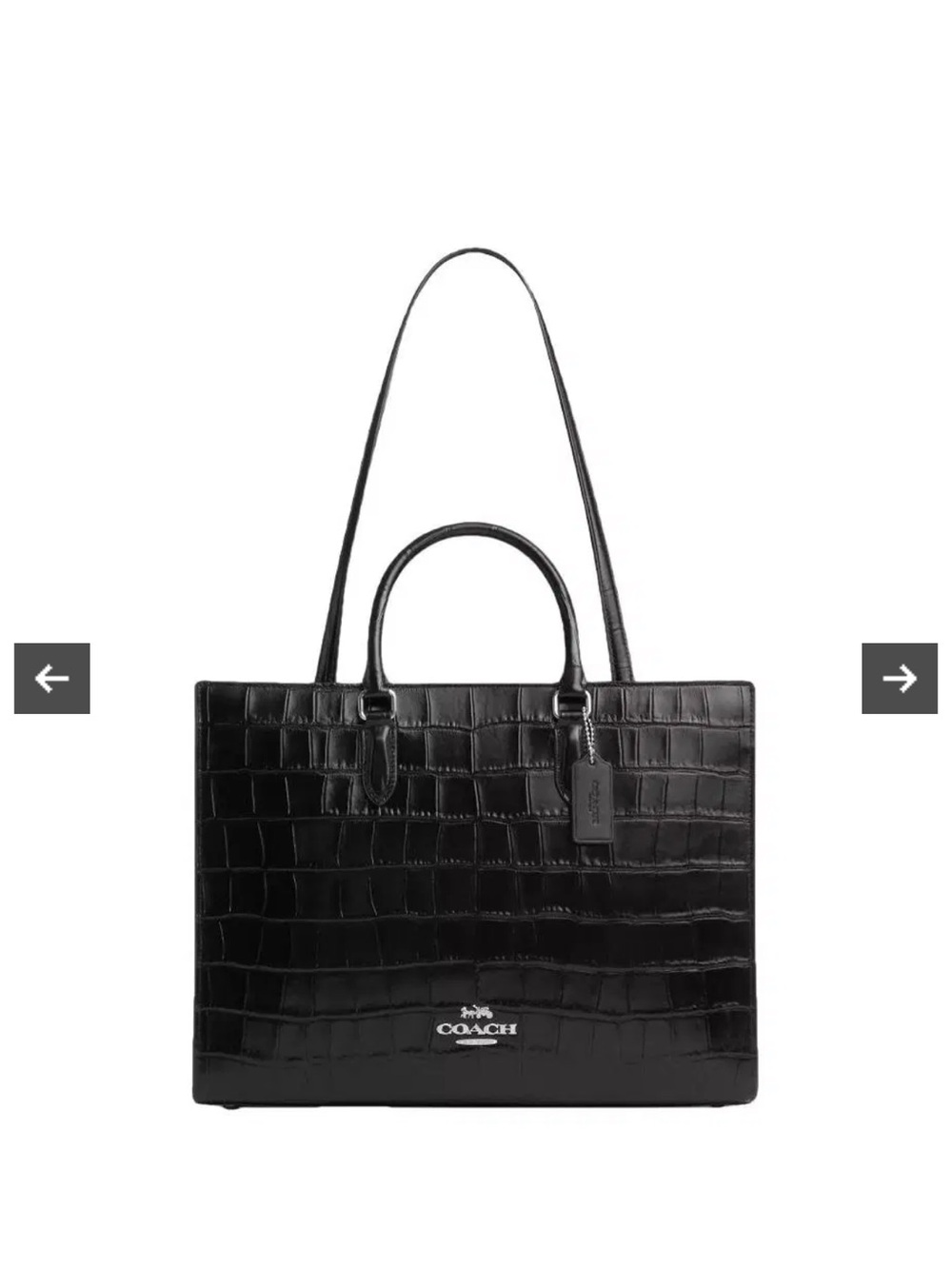 Coach Black Croc-Embossed Leather Structured Tote